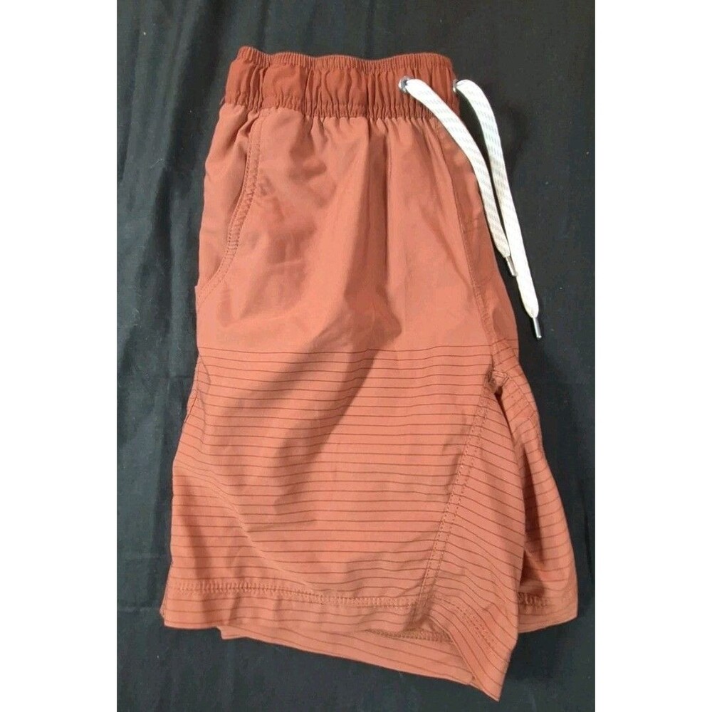 Vuori Kore Lined Athletic Shorts Mens Size S(?) Striped Rust Drawstring